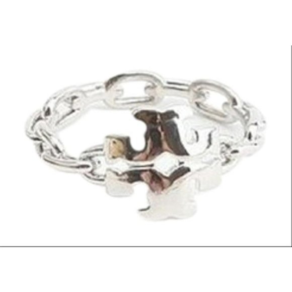 Tory Burch Silver Kira Chain Ring Size 7 - Picture 2 of 6